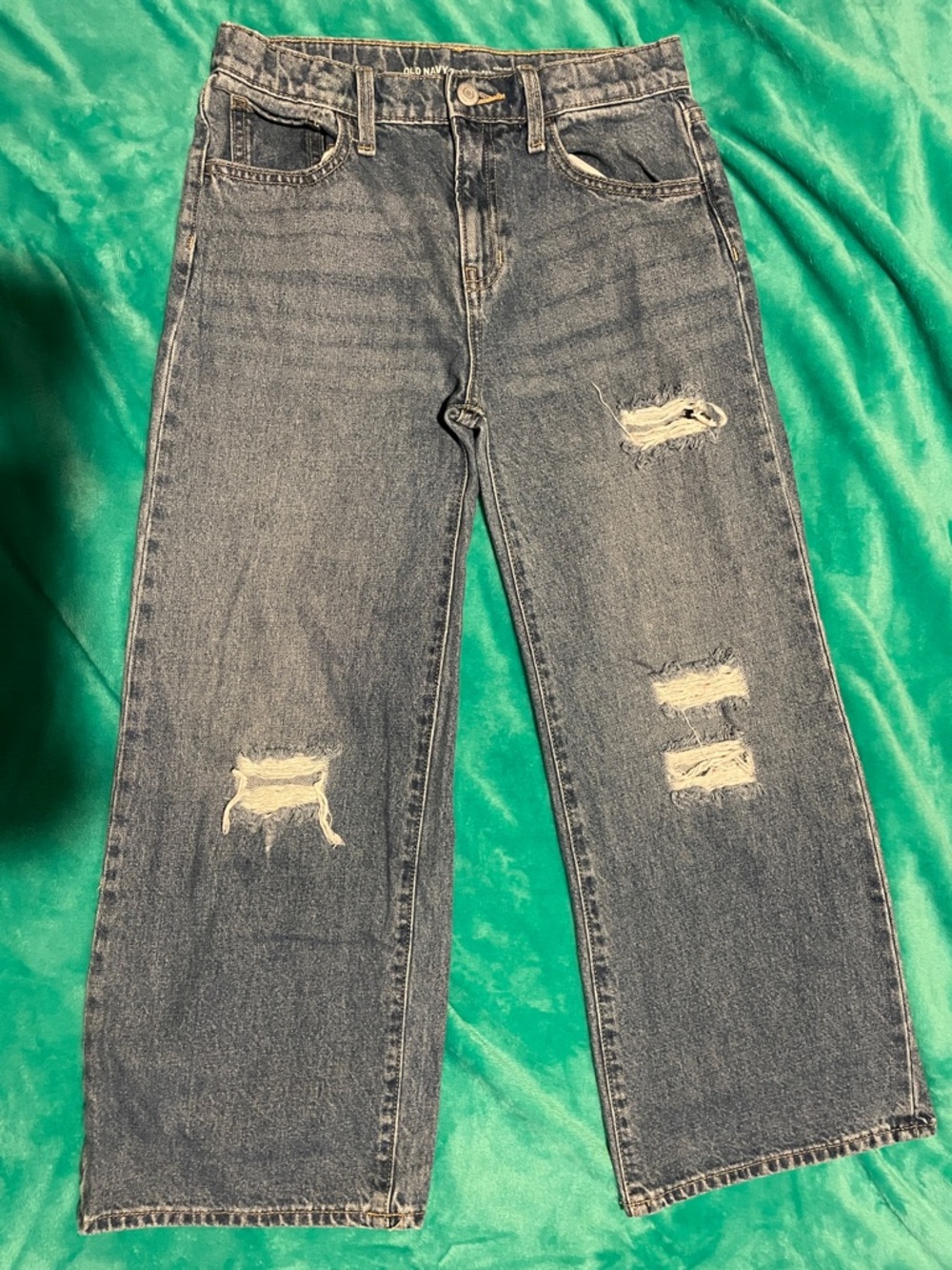 Old Navy Girl’s Baggy Wide-Leg Distressed Jeans - Blue
